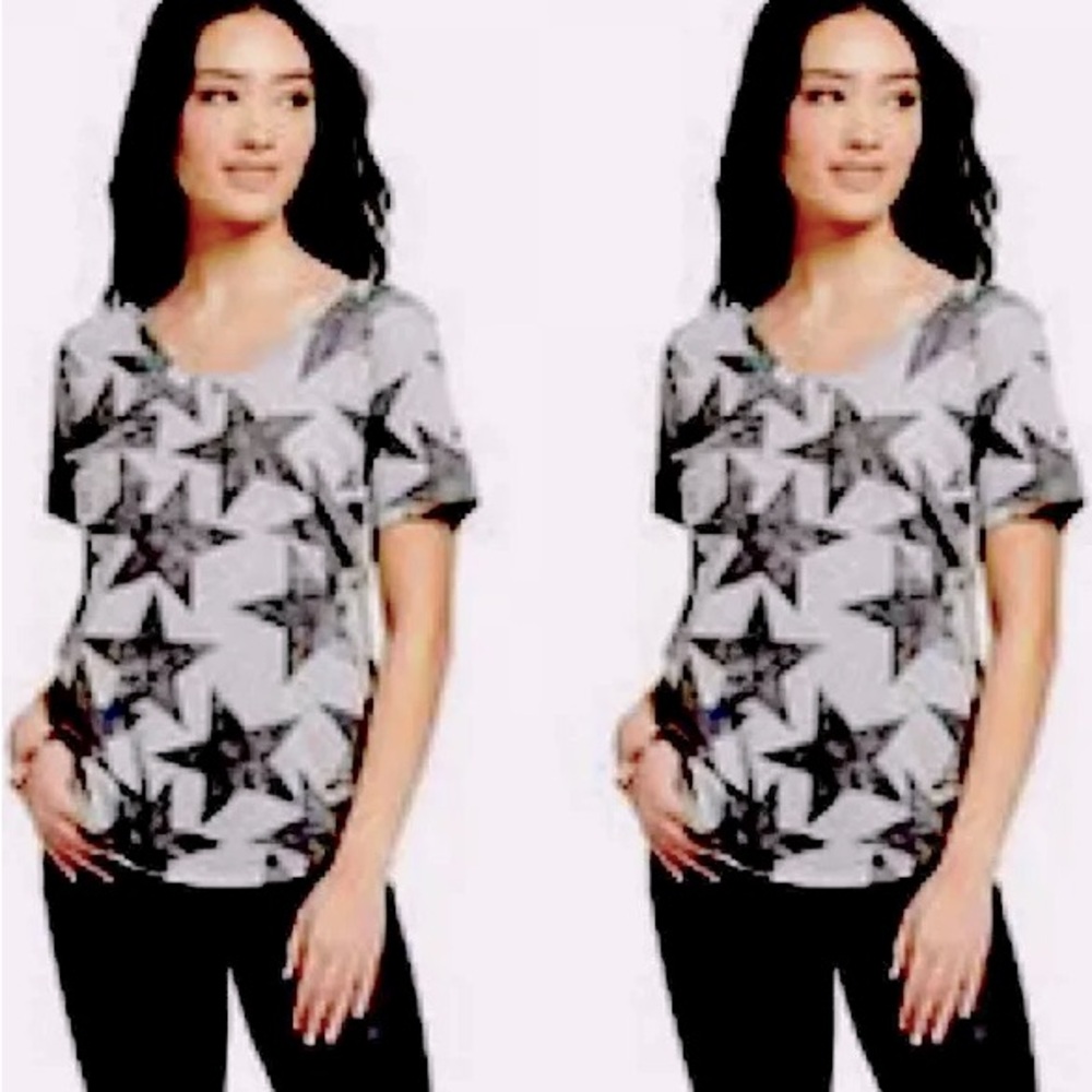 Stars V Neck NWT Grey / Grey Shirt Sleeve T Shirt Staple